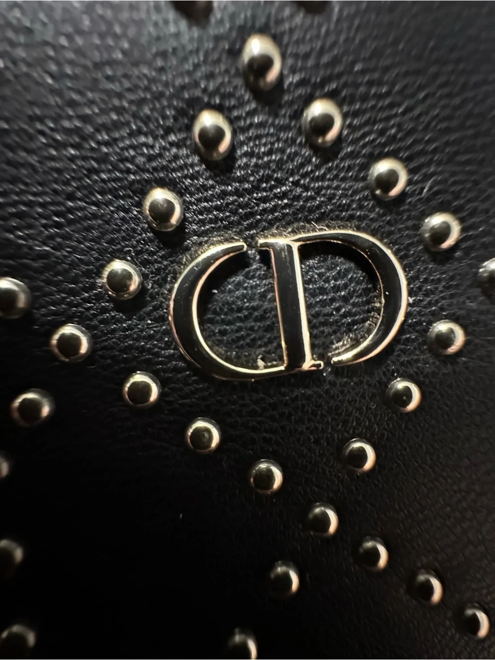 Dior Cosmetic Makeup Bag Toiletry Pouch Case Studded Faux Leather